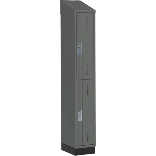 Concorde Heavy-Duty Lockers, 2 -tier, 12" x 18" x 82", Steel, Charcoal, Welded (Assembled) Distribution Jean Lapalme