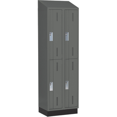 Concorde Heavy-Duty Lockers, 2 -tier, Bank of 2, 24" x 18" x 82", Steel, Charcoal, Welded (Assembled) Distribution Jean Lapalme