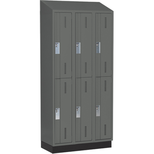 Concorde Heavy-Duty Lockers, 2 -tier, Bank of 3, 36" x 18" x 82", Steel, Charcoal, Welded (Assembled) Distribution Jean Lapalme