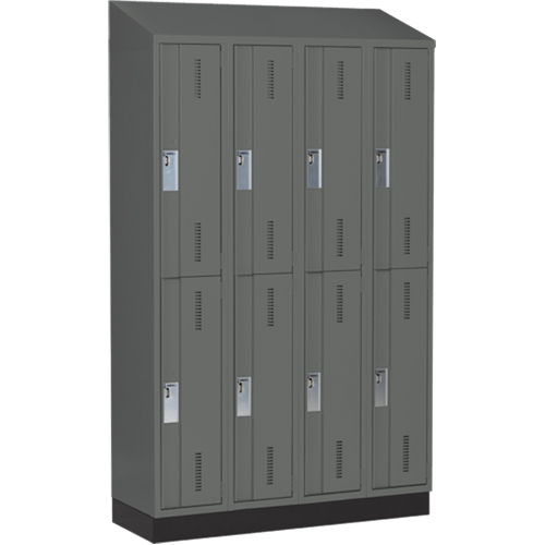 Concorde Heavy-Duty Lockers, 2 -tier, Bank of 4, 48" x 18" x 82", Steel, Charcoal, Welded (Assembled) Distribution Jean Lapalme