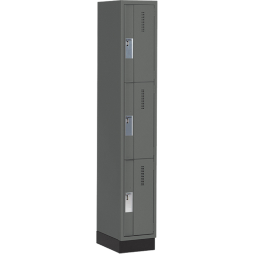 Concorde Heavy-Duty Lockers, 3 -tier, 12" x 18" x 76", Steel, Charcoal, Welded (Assembled) Distribution Jean Lapalme