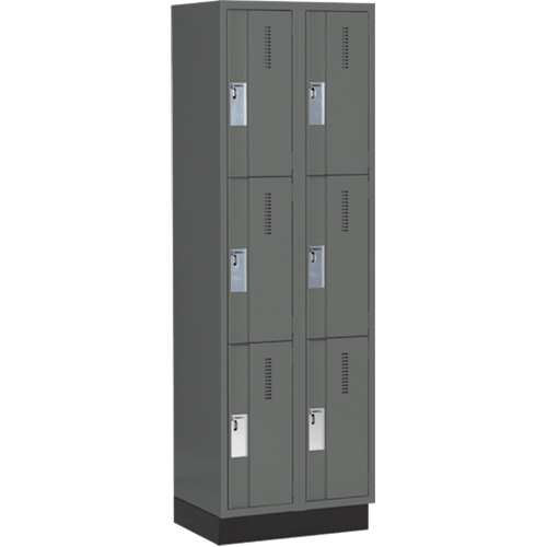 Concorde Heavy-Duty Lockers, 3 -tier, Bank of 2, 24" x 18" x 76", Steel, Charcoal, Welded (Assembled) Distribution Jean Lapalme