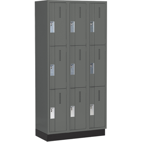 Concorde Heavy-Duty Lockers, 3 -tier, Bank of 3, 36" x 18" x 76", Steel, Charcoal, Welded (Assembled) Distribution Jean Lapalme