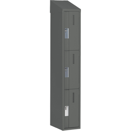 Concorde Heavy-Duty Lockers, 3 -tier, 12" x 18" x 78", Steel, Charcoal, Welded (Assembled) Distribution Jean Lapalme