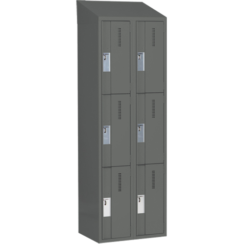 Concorde Heavy-Duty Lockers, 3 -tier, Bank of 2, 24" x 18" x 78", Steel, Charcoal, Welded (Assembled) Distribution Jean Lapalme