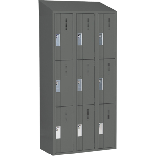 Concorde Heavy-Duty Lockers, 3 -tier, Bank of 3, 36" x 18" x 78", Steel, Charcoal, Welded (Assembled) Distribution Jean Lapalme