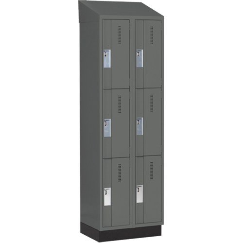 Concorde Heavy-Duty Lockers, 3 -tier, Bank of 2, 24" x 18" x 82", Steel, Charcoal, Welded (Assembled) Distribution Jean Lapalme