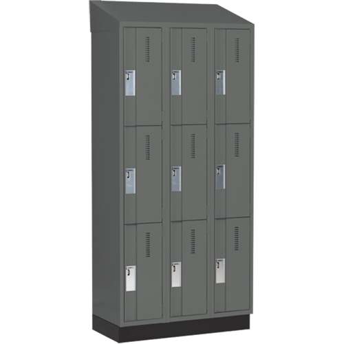 Concorde Heavy-Duty Lockers, 3 -tier, Bank of 3, 36" x 18" x 82", Steel, Charcoal, Welded (Assembled) Distribution Jean Lapalme
