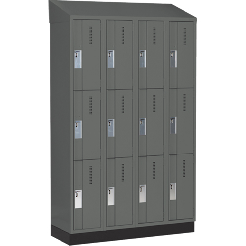 Concorde Heavy-Duty Lockers, 3 -tier, Bank of 4, 48" x 18" x 82", Steel, Charcoal, Welded (Assembled) Distribution Jean Lapalme