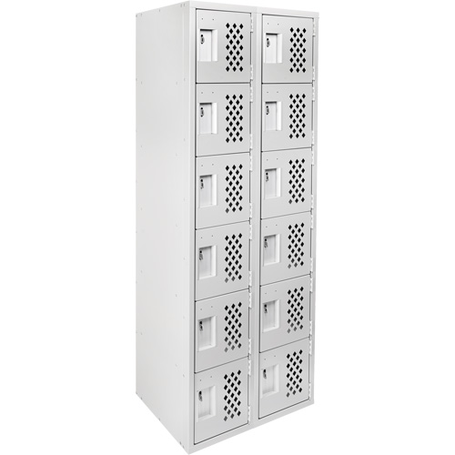 Clean-Line Perforated Lockerette, 6 -tier, Bank of 2, 15" x 72" x 12", Steel Distribution Jean Lapalme