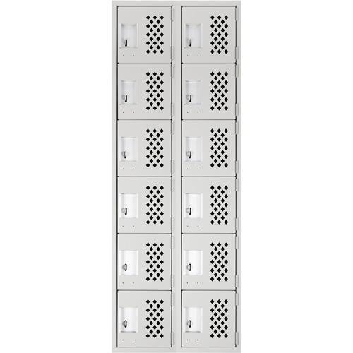 Clean-Line Perforated Lockerette, 6 -tier, Bank of 2, 15" x 72" x 12", Steel Distribution Jean Lapalme