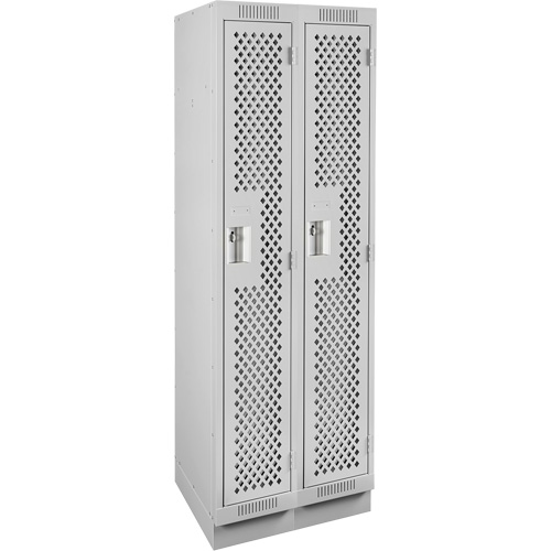 Clean Line Lockers, Bank of 2, 24" x 18" x 76", Steel, Grey, Rivet (Assembled), Perforated Distribution Jean Lapalme