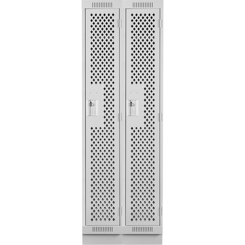 Clean Line Lockers, Bank of 2, 24" x 18" x 76", Steel, Grey, Rivet (Assembled), Perforated Distribution Jean Lapalme