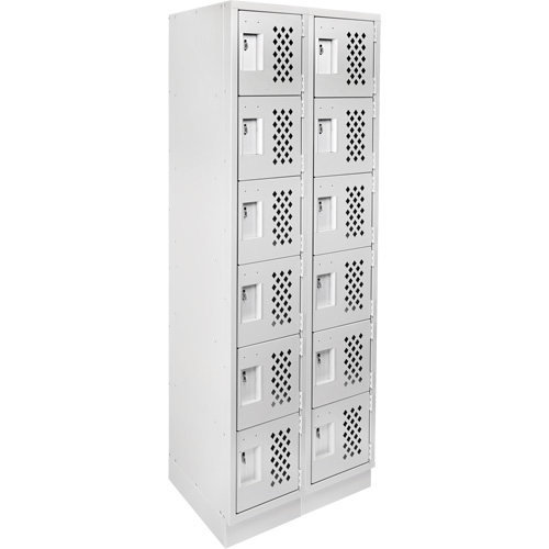 Clean-Line Perforated Lockerette, 6 -tier, Bank of 2, 12" x 72" x 12", Steel Distribution Jean Lapalme