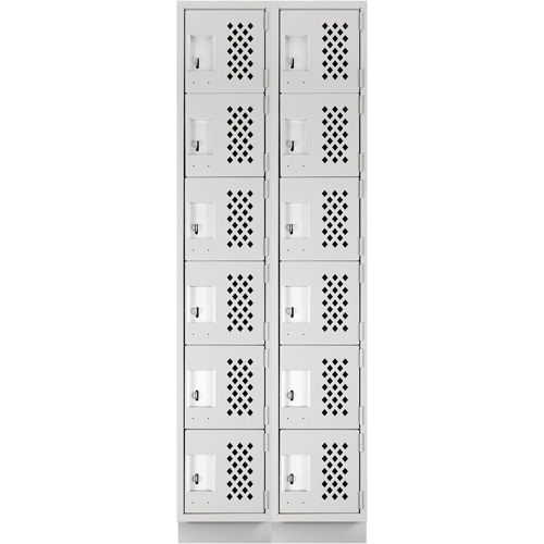 Clean-Line Perforated Lockerette, 6 -tier, Bank of 2, 12" x 72" x 12", Steel Distribution Jean Lapalme
