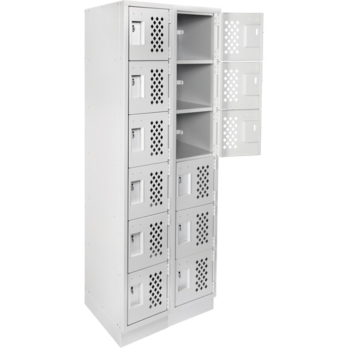 Clean-Line Perforated Lockerette, 6 -tier, Bank of 2, 12" x 72" x 12", Steel Distribution Jean Lapalme