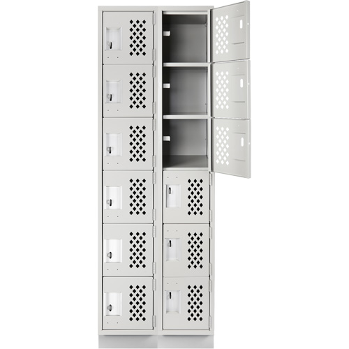 Clean-Line Perforated Lockerette, 6 -tier, Bank of 2, 12" x 72" x 12", Steel Distribution Jean Lapalme