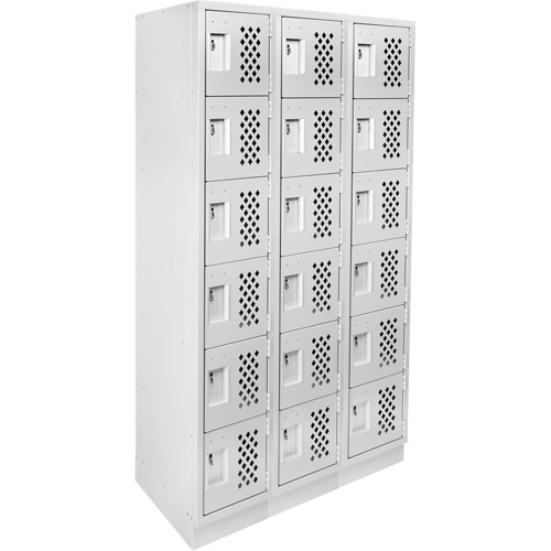 Clean-Line Perforated Lockerette, 6 -tier, Bank of 3, 12" x 72" x 12", Steel Distribution Jean Lapalme