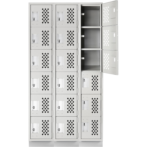 Clean-Line Perforated Lockerette, 6 -tier, Bank of 3, 12" x 72" x 12", Steel Distribution Jean Lapalme