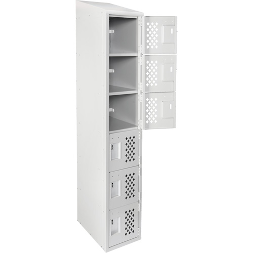Clean-Line Perforated Lockerette, 6 -tier, 15" x 72" x 12", Steel Distribution Jean Lapalme