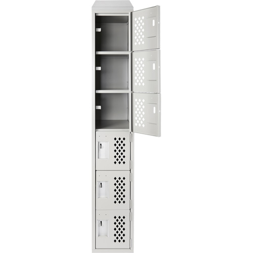 Clean-Line Perforated Lockerette, 6 -tier, 15" x 72" x 12", Steel Distribution Jean Lapalme