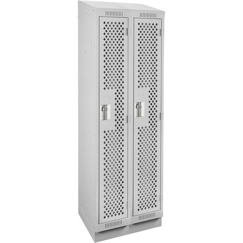 Clean Line Lockers, Bank of 2, 24" x 12" x 82", Steel, Grey, Rivet (Assembled), Perforated Distribution Jean Lapalme