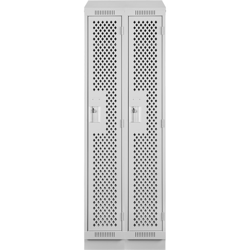 Clean Line Lockers, Bank of 2, 24" x 12" x 82", Steel, Grey, Rivet (Assembled), Perforated Distribution Jean Lapalme