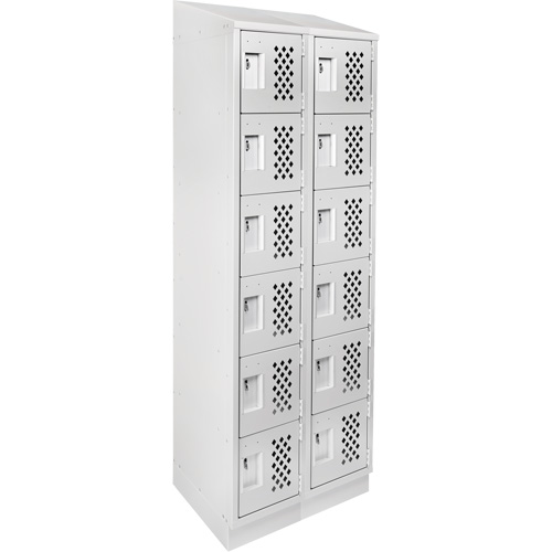 Clean-Line Perforated Lockerette, 6 -tier, Bank of 2, 12" x 72" x 12", Steel Distribution Jean Lapalme