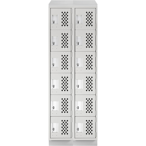 Clean-Line Perforated Lockerette, 6 -tier, Bank of 2, 12" x 72" x 12", Steel Distribution Jean Lapalme