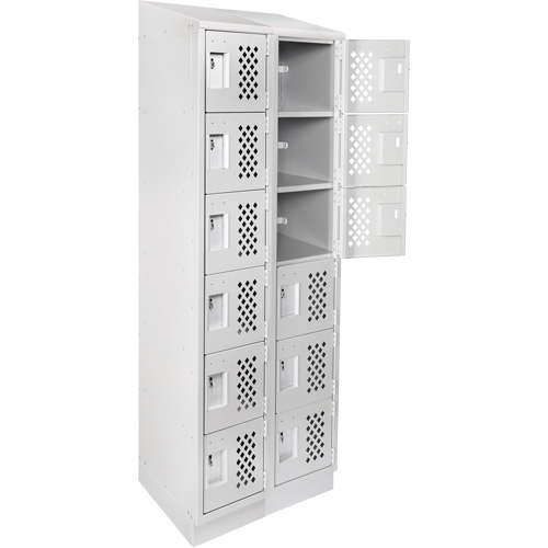 Clean-Line Perforated Lockerette, 6 -tier, Bank of 2, 12" x 72" x 12", Steel Distribution Jean Lapalme