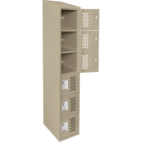 Clean-Line Perforated Lockerette, 6 -tier, 15" x 72" x 12", Steel Distribution Jean Lapalme