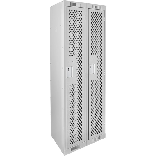 Clean Line Lockers, 2 -tier, 12" x 12" x 72", Steel, Grey, Rivet (Assembled), Perforated Distribution Jean Lapalme