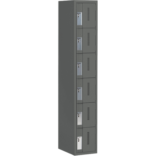 Concorde Heavy-Duty Lockers, 6 -tier, 12" x 18" x 72", Steel, Charcoal, Welded (Assembled) Distribution Jean Lapalme