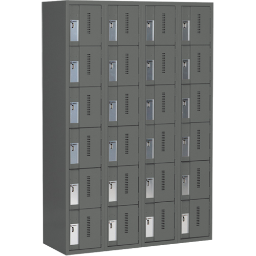 Concorde Heavy-Duty Lockers, 6 -tier, Bank of 4, 48" x 18" x 72", Steel, Charcoal, Welded (Assembled) Distribution Jean Lapalme