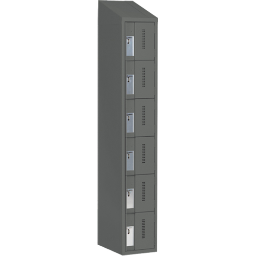 Concorde Heavy-Duty Lockers, 6 -tier, 12" x 18" x 78", Steel, Charcoal, Welded (Assembled) Distribution Jean Lapalme