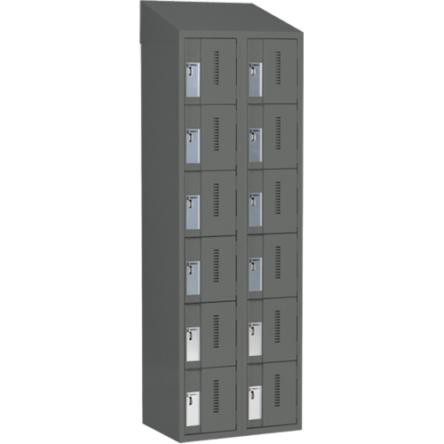Concorde Heavy-Duty Lockers, 6 -tier, Bank of 2, 24" x 18" x 78", Steel, Charcoal, Welded (Assembled) Distribution Jean Lapalme