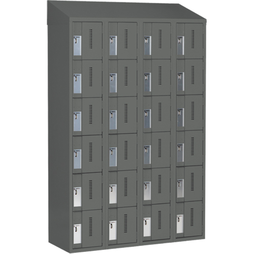 Concorde Heavy-Duty Lockers, 6 -tier, Bank of 4, 48" x 18" x 78", Steel, Charcoal, Welded (Assembled) Distribution Jean Lapalme