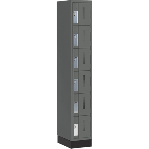 Concorde Heavy-Duty Lockers, 6 -tier, 12" x 18" x 76", Steel, Charcoal, Welded (Assembled) Distribution Jean Lapalme