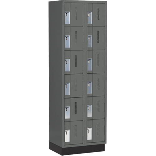 Concorde Heavy-Duty Lockers, 6 -tier, Bank of 2, 24" x 18" x 76", Steel, Charcoal, Welded (Assembled) Distribution Jean Lapalme