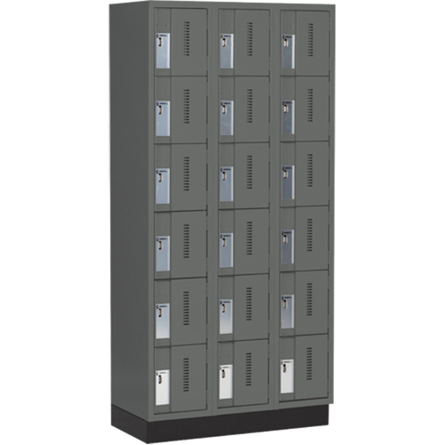 Concorde Heavy-Duty Lockers, 6 -tier, Bank of 3, 36" x 18" x 76", Steel, Charcoal, Welded (Assembled) Distribution Jean Lapalme