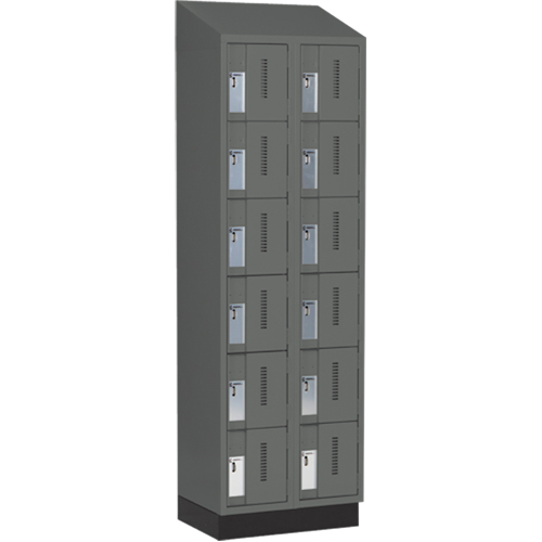 Concorde Heavy-Duty Lockers, 6 -tier, Bank of 2, 24" x 18" x 82", Steel, Charcoal, Welded (Assembled) Distribution Jean Lapalme