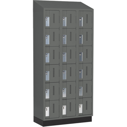 Concorde Heavy-Duty Lockers, 6 -tier, Bank of 3, 36" x 18" x 82", Steel, Charcoal, Welded (Assembled) Distribution Jean Lapalme