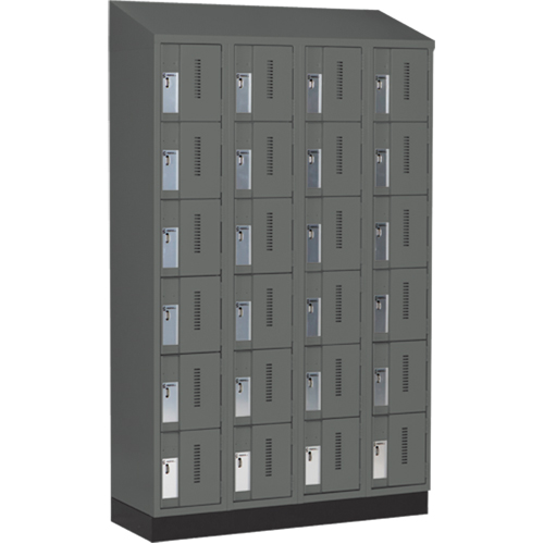 Concorde Heavy-Duty Lockers, 6 -tier, Bank of 4, 48" x 18" x 82", Steel, Charcoal, Welded (Assembled) Distribution Jean Lapalme