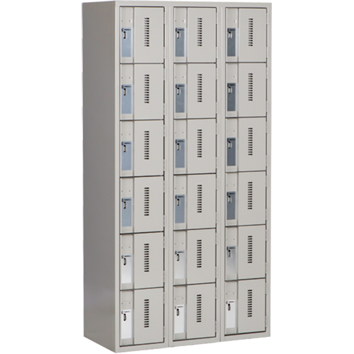 Concorde Heavy-Duty Lockers, 6 -tier, Bank of 3, 36" x 18" x 72", Steel, Grey, Welded (Assembled) Distribution Jean Lapalme