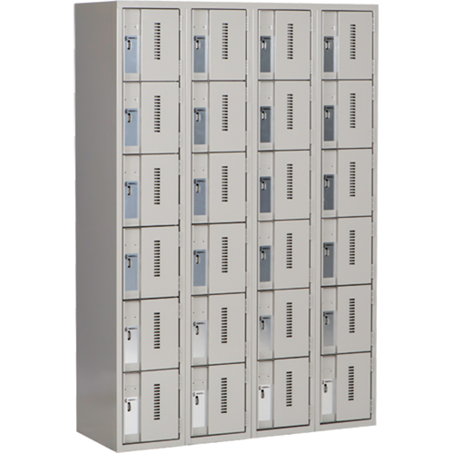 Concorde Heavy-Duty Lockers, 6 -tier, Bank of 4, 48" x 18" x 72", Steel, Grey, Welded (Assembled) Distribution Jean Lapalme