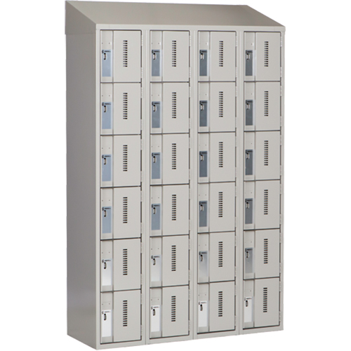 Concorde Heavy-Duty Lockers, 6 -tier, Bank of 4, 48" x 18" x 78", Steel, Grey, Welded (Assembled) Distribution Jean Lapalme