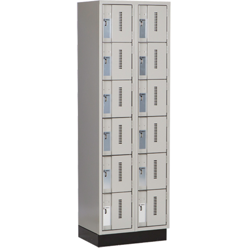 Concorde Heavy-Duty Lockers, 6 -tier, Bank of 2, 24" x 18" x 76", Steel, Grey, Welded (Assembled) Distribution Jean Lapalme