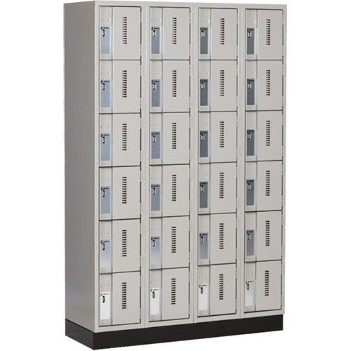Concorde Heavy-Duty Lockers, 6 -tier, Bank of 4, 48" x 18" x 76", Steel, Grey, Welded (Assembled) Distribution Jean Lapalme