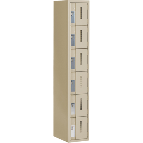 Concorde Heavy-Duty Lockers, 6 -tier, 12" x 18" x 72", Steel, Beige, Welded (Assembled) Distribution Jean Lapalme