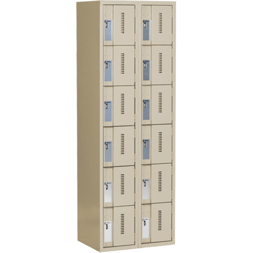 Concorde Heavy-Duty Lockers, 6 -tier, Bank of 2, 24" x 18" x 72", Steel, Beige, Welded (Assembled) Distribution Jean Lapalme
